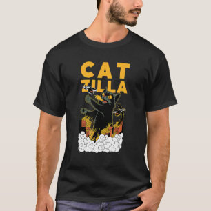 T-shirt Catzilla Kaiju Chat Détruit Une Ville Japonaise
