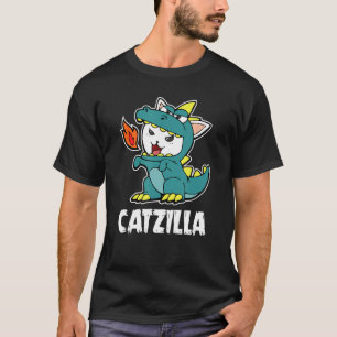 T-shirt Catzilla Kitten Dragon Chat Costume Halloween Drôl