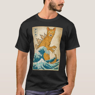 T-shirt Catzilla Monster Vague Au Large Kanagawa Japon Vap