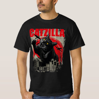 T-shirt Catzilla vintage Chat Art Japonais Drôle Cadeaux d
