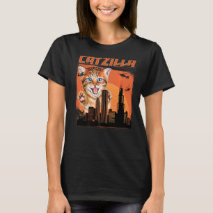 T-shirt Catzilla vintage Cute Kitten Toujours Faim Chat 1