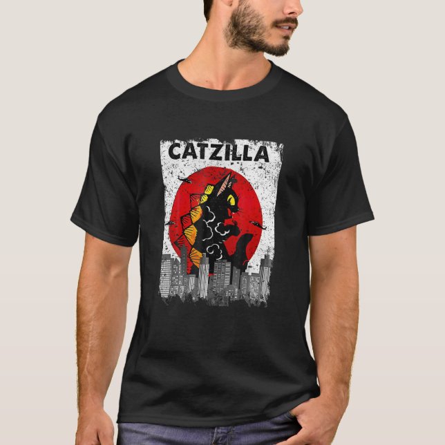 T-shirt Catzilla vintage Ee Kitten Et Chat (Devant)