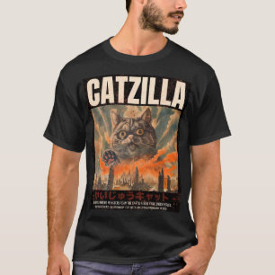 T-shirt Catzilla vintage Japonaise Anime Parodie Chat