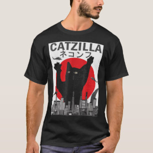 T-shirt Catzilla vintage Japonaise Style coucher de soleil
