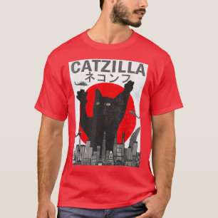 T-shirt Catzilla vintage Japonaise Style coucher de soleil