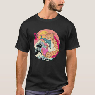T-shirt Catzilla Vintage Mignon Art de Chat Japonaise Amat