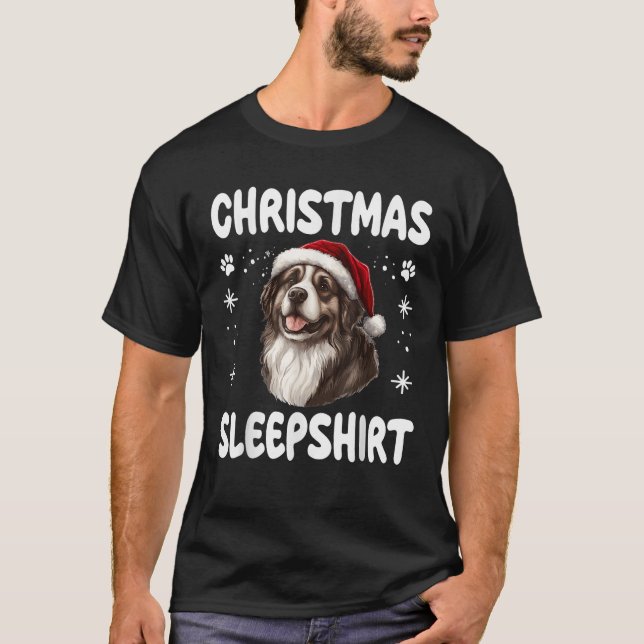 T-shirt Caucasian Ovcharka Dog Nightgown Pajama Christmas  (Devant)