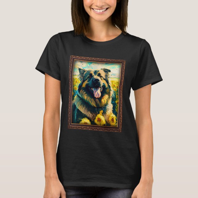 T-shirt Caucasian Shepherd Painting Sunflower Flower Mom W (Devant)