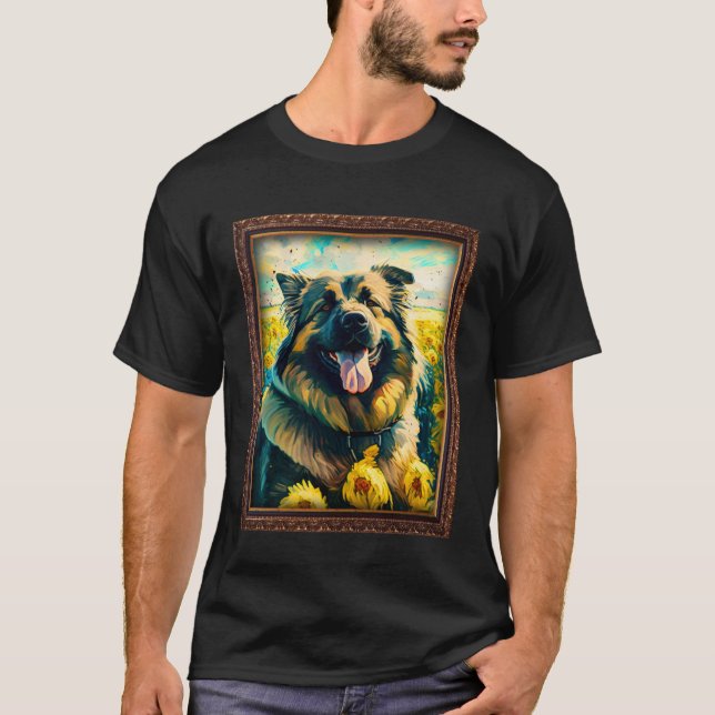 T-shirt Caucasian Shepherd Painting Sunflower Flower Mom W (Devant)