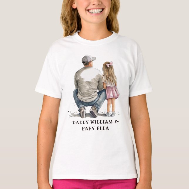 T-shirt Caution père et fille noire (10) (Devant)