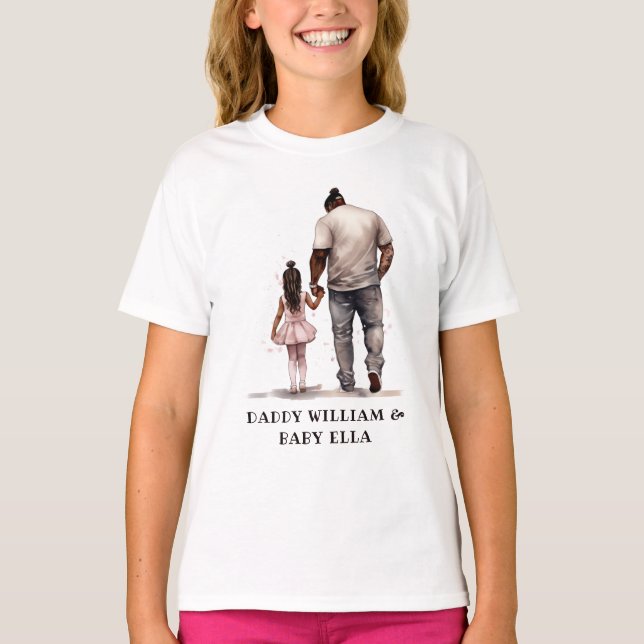 T-shirt Caution père et fille noire (6) (Devant)