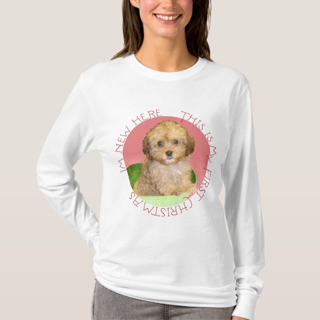 T-shirt Cavachon Chiot Premier Noël (Devant)