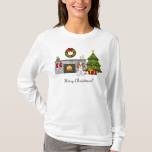 T-shirt Cavalier Blenheim dans une salle de Noël festive