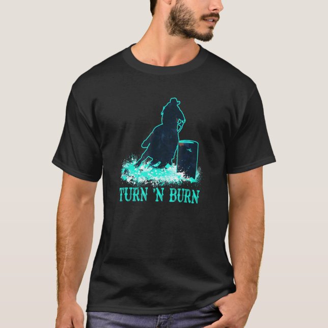 T-shirt Cavalier de baril Course de barils Cheval Tourner  (Devant)
