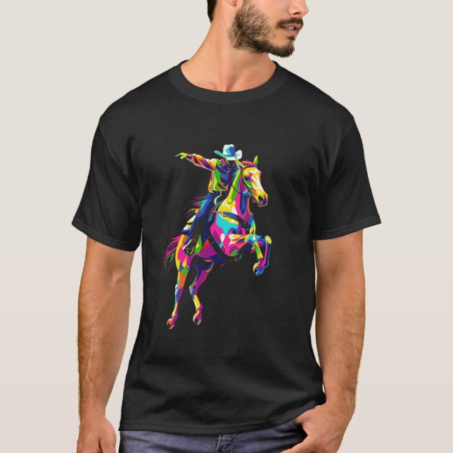 T-shirt Cavalier de barils de Rodéo Course de barils Équit (Devant)