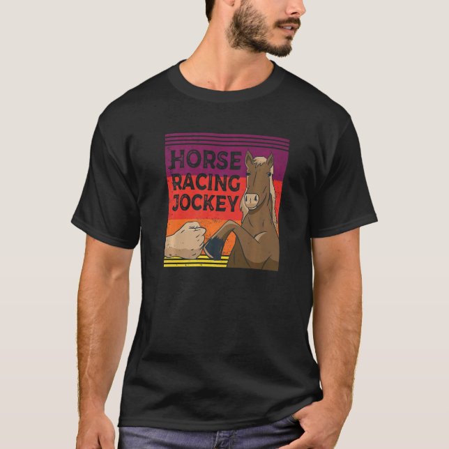 T-shirt Cavalier de course hippique chevaux course coureur (Devant)