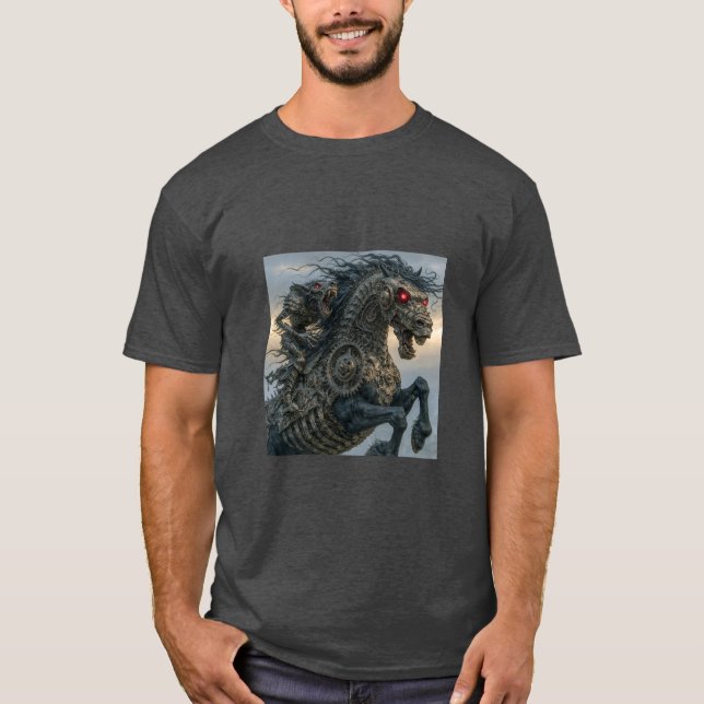 T-shirt Cavalier de créature nocturne Steampunk Stallion (Devant)