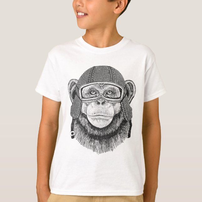 T-shirt Cavalier de moto de chimpanzé (Devant)