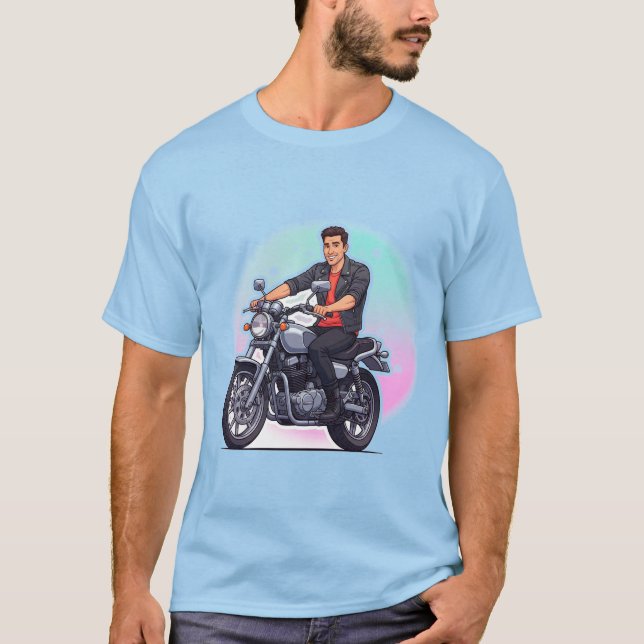 T-shirt 🎨 Cavalier de moto d'expression artistique de rue (Devant)