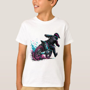 T-shirt Cavalier de motocross de style BD éclaboussé de bo