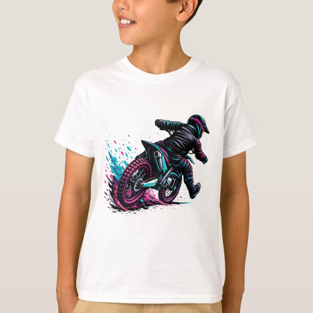 T-shirt Cavalier de motocross de style BD éclaboussé de bo (Devant)