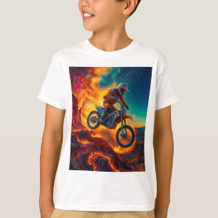 T-shirt Cavalier de motocross échappant aux flammes