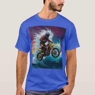 T-shirt Cavalier de motocross faisant la course avec les v