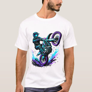 T-shirt Cavalier de motocross faisant une roue arrière en 