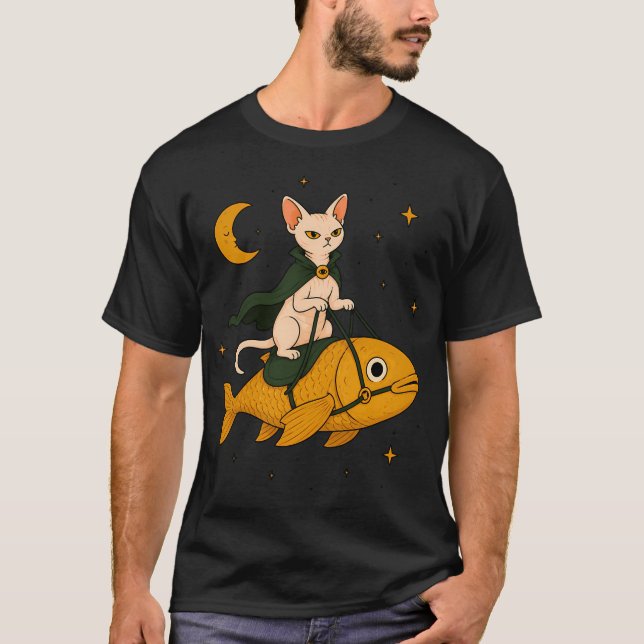 T-shirt Cavalier de poisson de chat Sphynx (Devant)