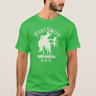T-shirt Cavalier de Rodéo de Fort Smith Arkansas Blanc