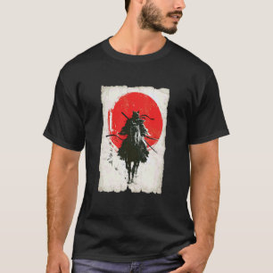 T-shirt Cavalier de samouraï chat Ukiyo-e Guerrier japonai