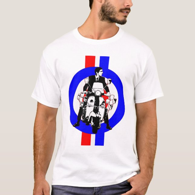 T-shirt Cavalier de scooter d'années '60 sur la cible et (Devant)