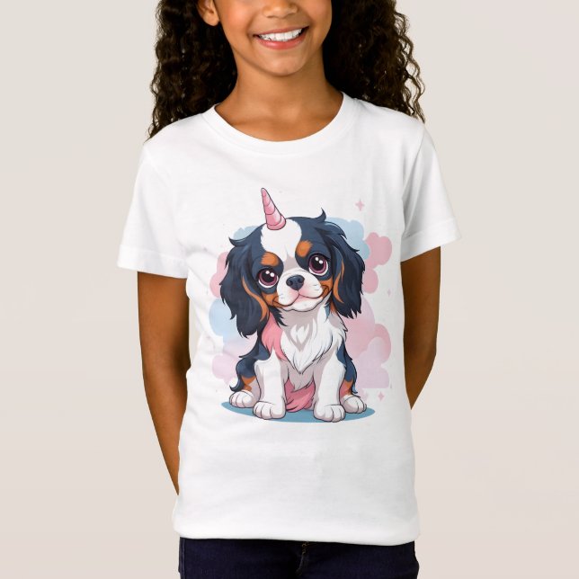 T-Shirt Cavalier King Charles Pastel Unicorn (Devant)
