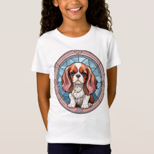 T-Shirt Cavalier King Charles Pastel Vitrail rose
