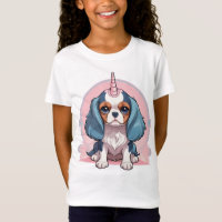 Cavalier King Charles Pink Pastel Unicorn