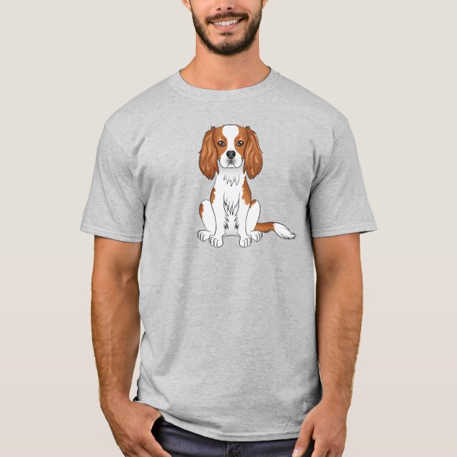 T-shirt Cavalier King Charles Spaniel Blenheim Chien Assis (Devant)