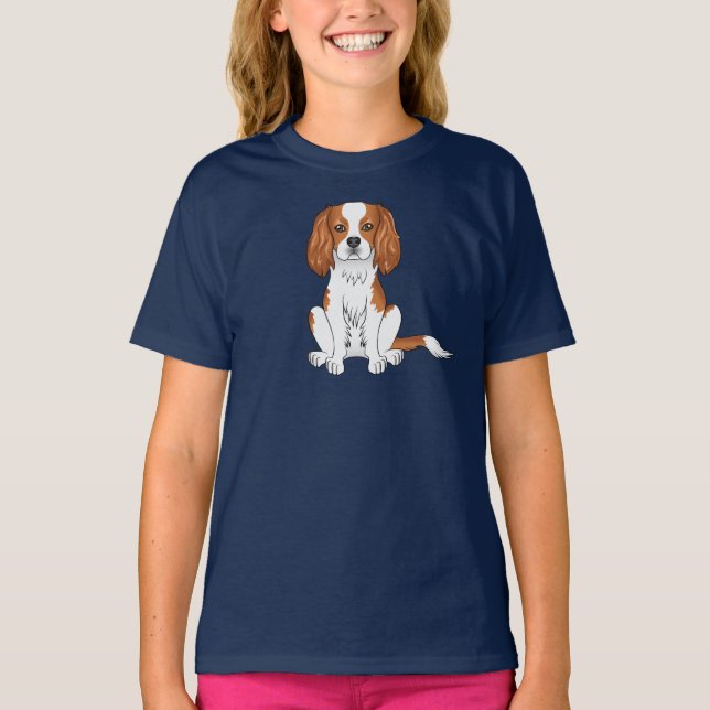 T-shirt Cavalier King Charles Spaniel Blenheim Chien Assis (Devant)