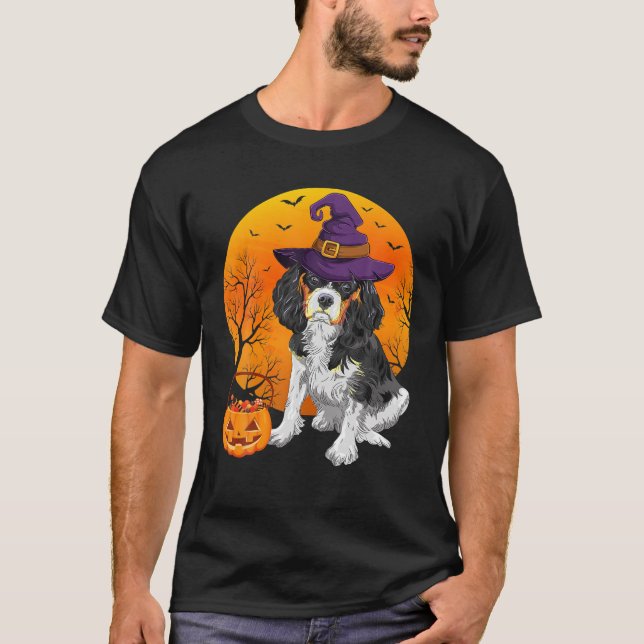 T-shirt Cavalier King Charles Spaniel Casquette de sorcièr (Devant)