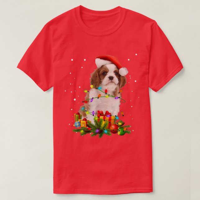 T-shirt Cavalier King Charles Spaniel Christmas Lights Xma (Design devant)
