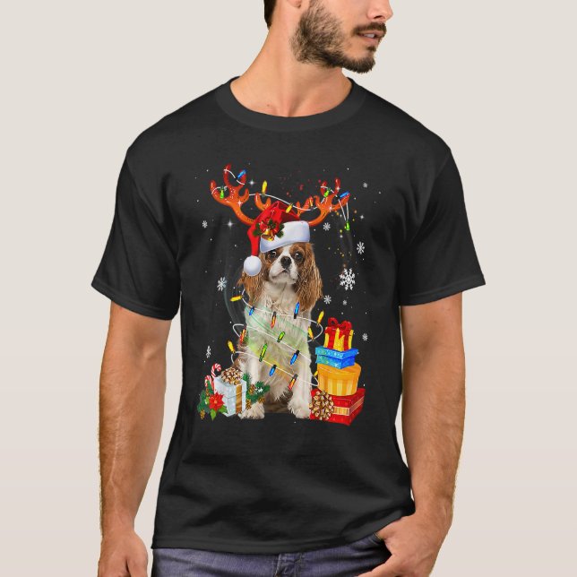 T-shirt Cavalier King Charles Spaniel Christmas Reindeer S (Devant)