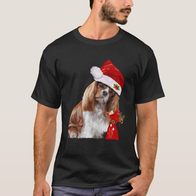 T-shirt Cavalier King Charles Spaniel Christmas Shirt Sant (Devant)