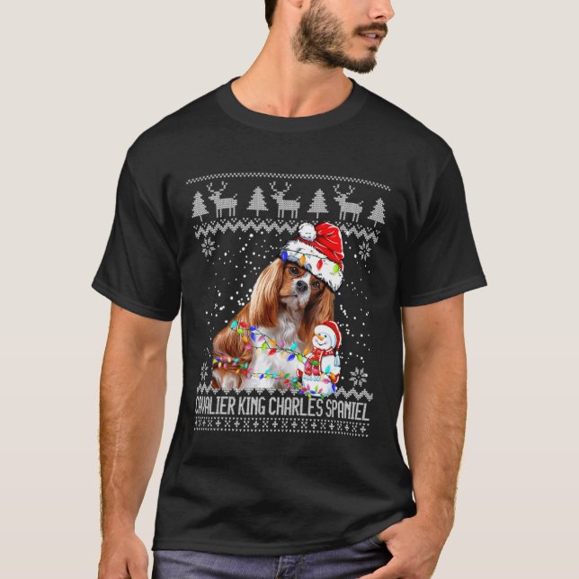T-shirt Cavalier King Charles Spaniel Douleur de Noël moch (Devant)