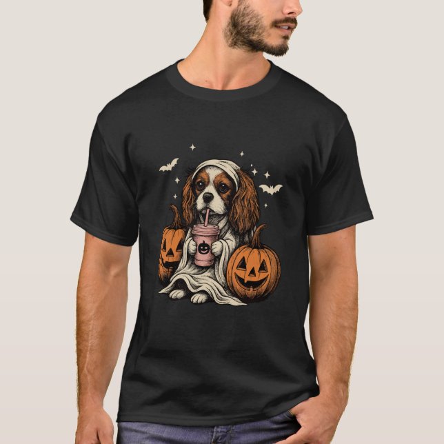 T-shirt Cavalier King Charles Spaniel Ghost Halloween Cava (Devant)