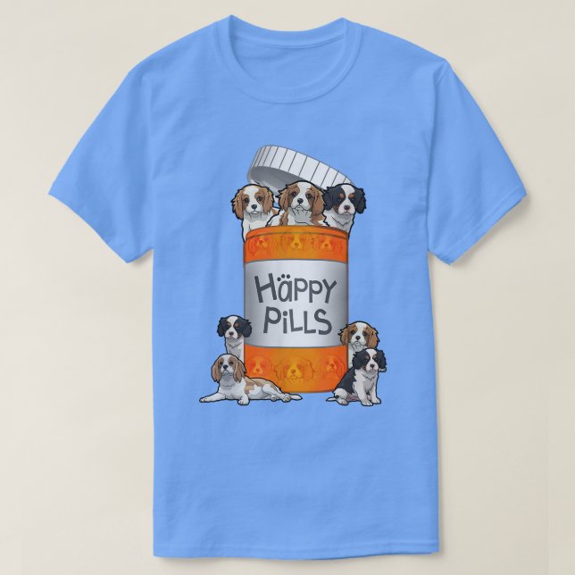 T-shirt Cavalier King Charles Spaniel Happy Pills (Design devant)