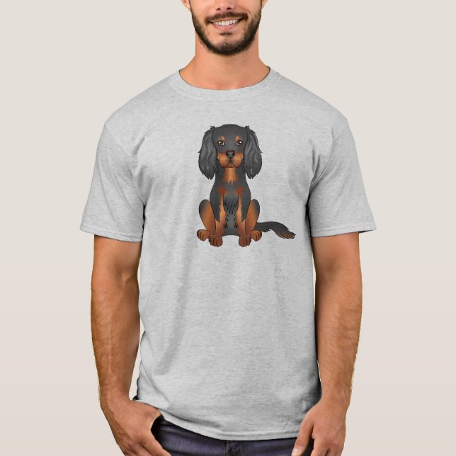 T-shirt Cavalier King Charles Spaniel noir et feu (Devant)