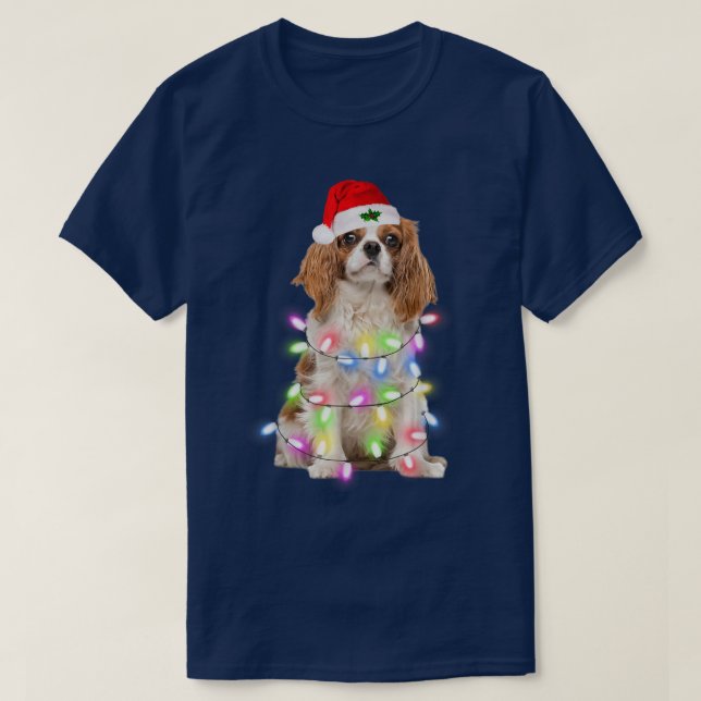 T-shirt Cavalier King Charles Spaniel Santa Christmas Ligh (Design devant)