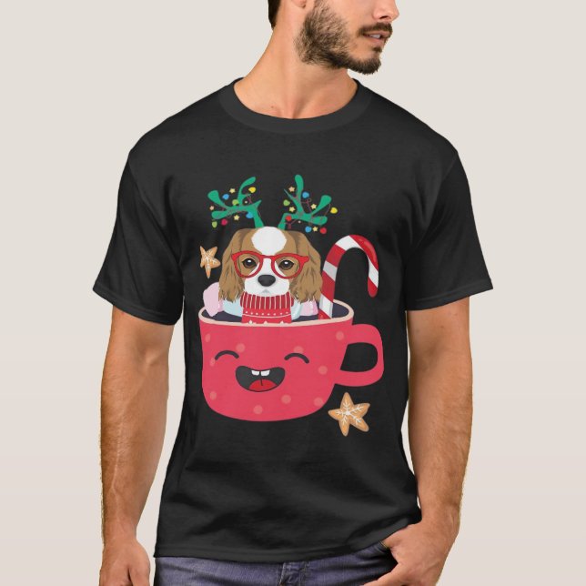 T-shirt Cavalier King Charles Spaniel Teacup Noël Vacances (Devant)