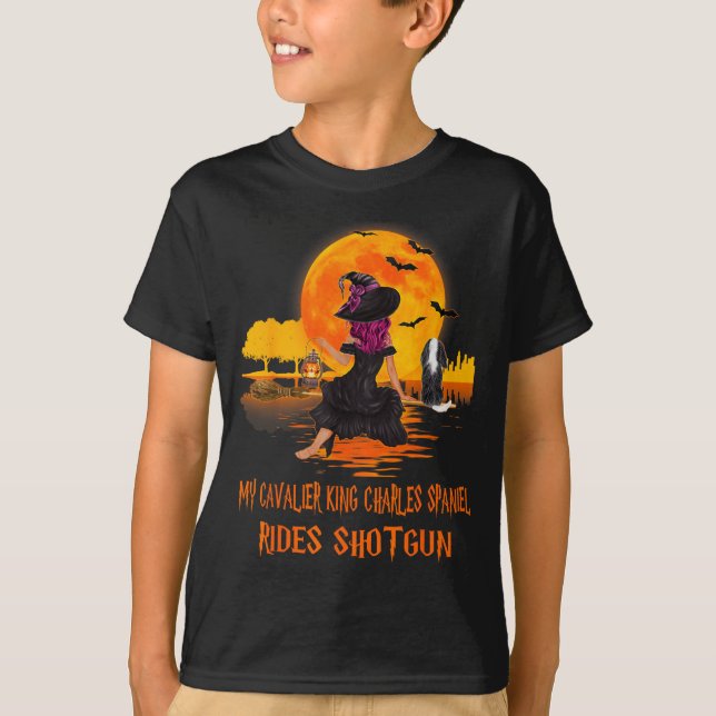 T-shirt Cavalier monte en fusil de chasse Chien et sorcièr (Devant)