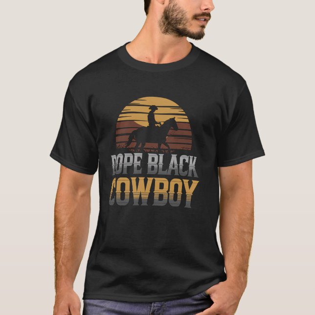 T-shirt Cavalier Noir Afro-Américain Cheval Cavalier Rodéo (Devant)