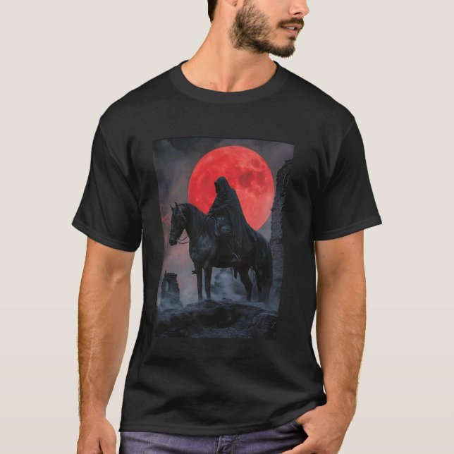 T-shirt Cavalier noir lune rouge (Devant)